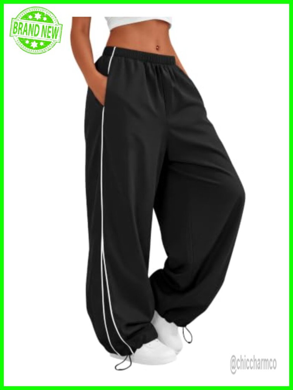 Womens Parachute Pants Nylon Y2K Wide Leg Track Pants